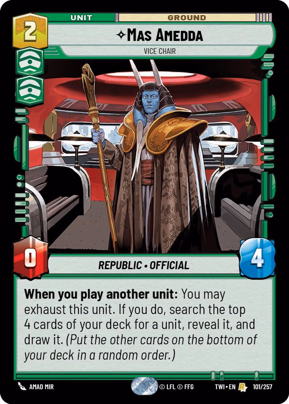 Mas Amedda - Vice Chair TWI-101 Star Wars Unlimited card