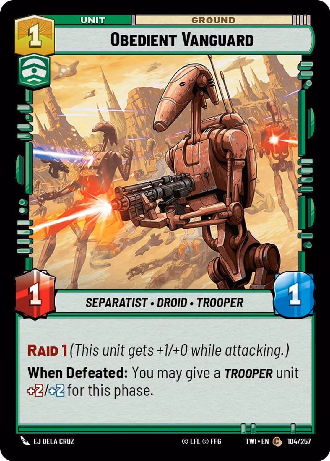 Obedient Vanguard TWI-104 Star Wars Unlimited card