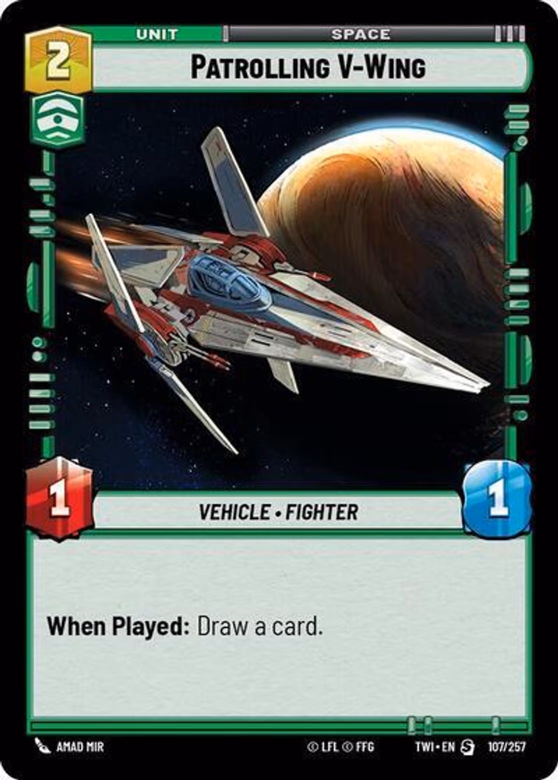 Patrolling V-Wing TWI-107 Star Wars Unlimited card
