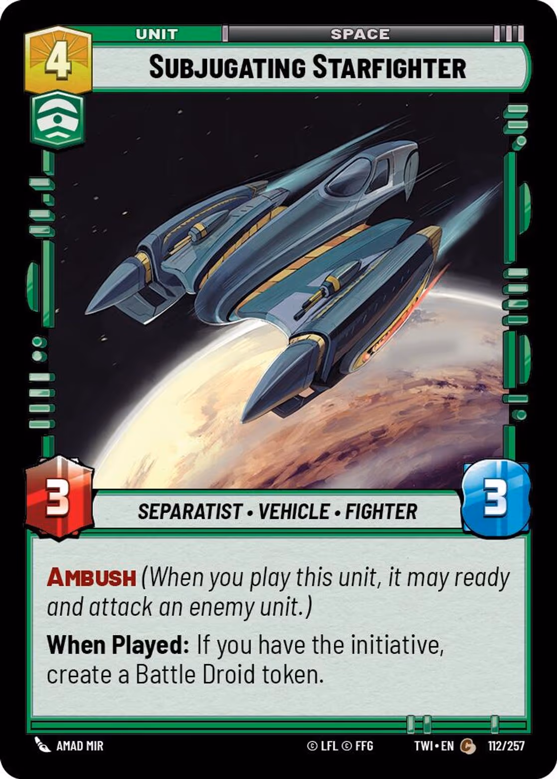 Subjugating Starfighter TWI-112 Star Wars Unlimited card