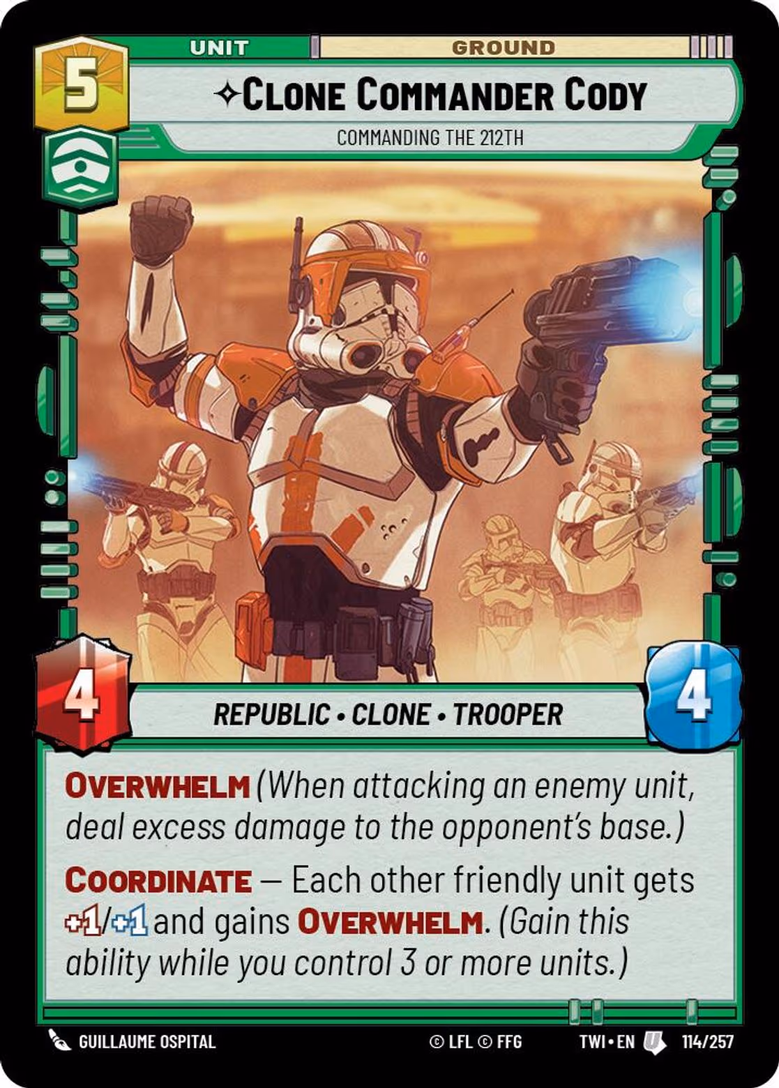 Clone Commander Cody - Commanding the 212th TWI-114 Star Wars Unlimited card