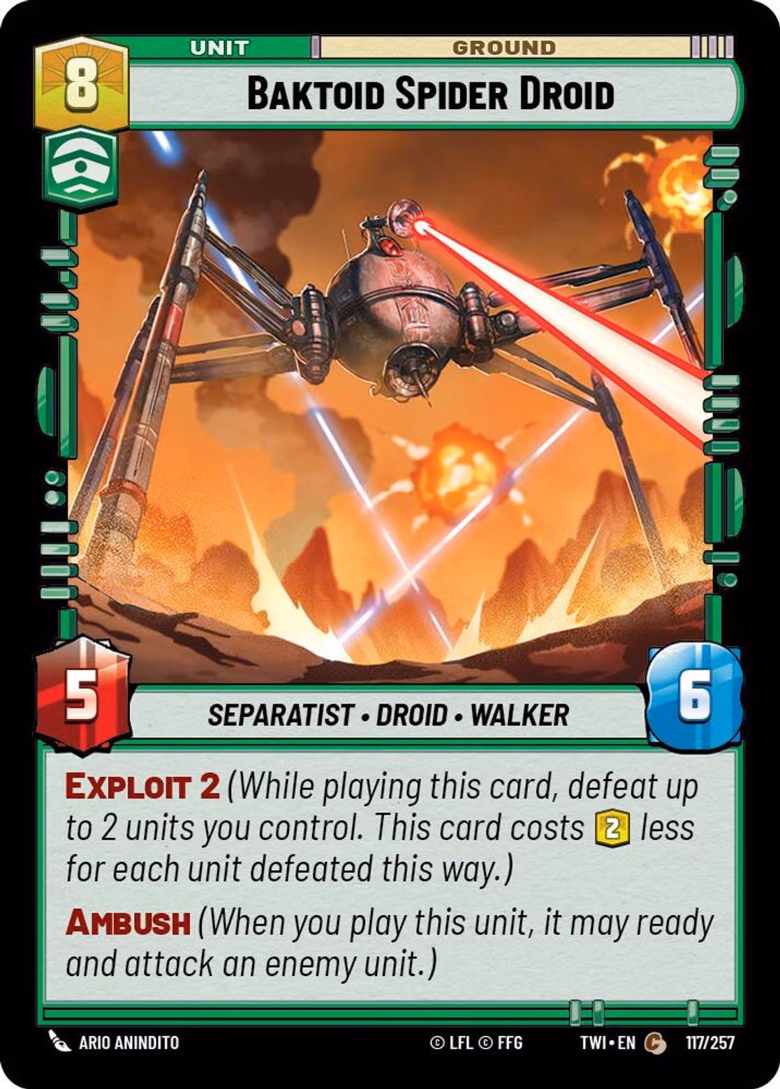 Baktoid Spider Droid TWI-117 Star Wars Unlimited card