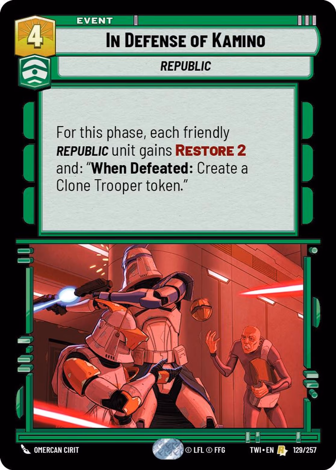 In Defense of Kamino TWI-129 Star Wars Unlimited card