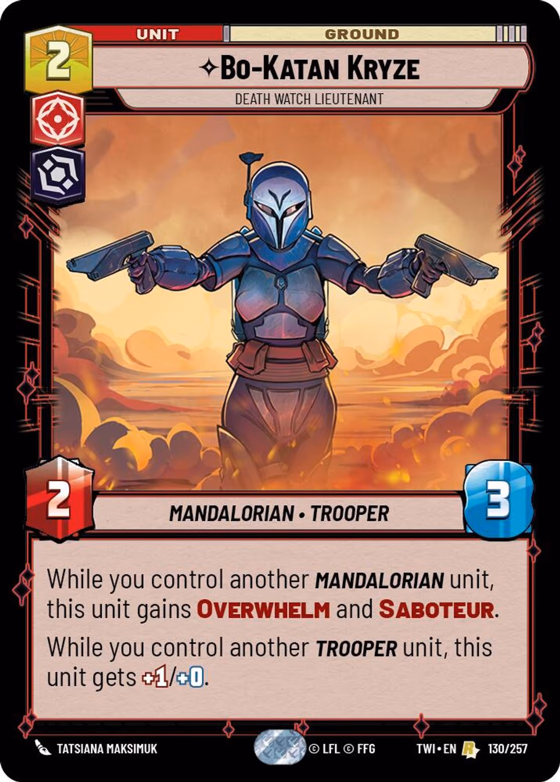 Bo-Katan Kryze - Death Watch Lieutenant TWI-130 Star Wars Unlimited card