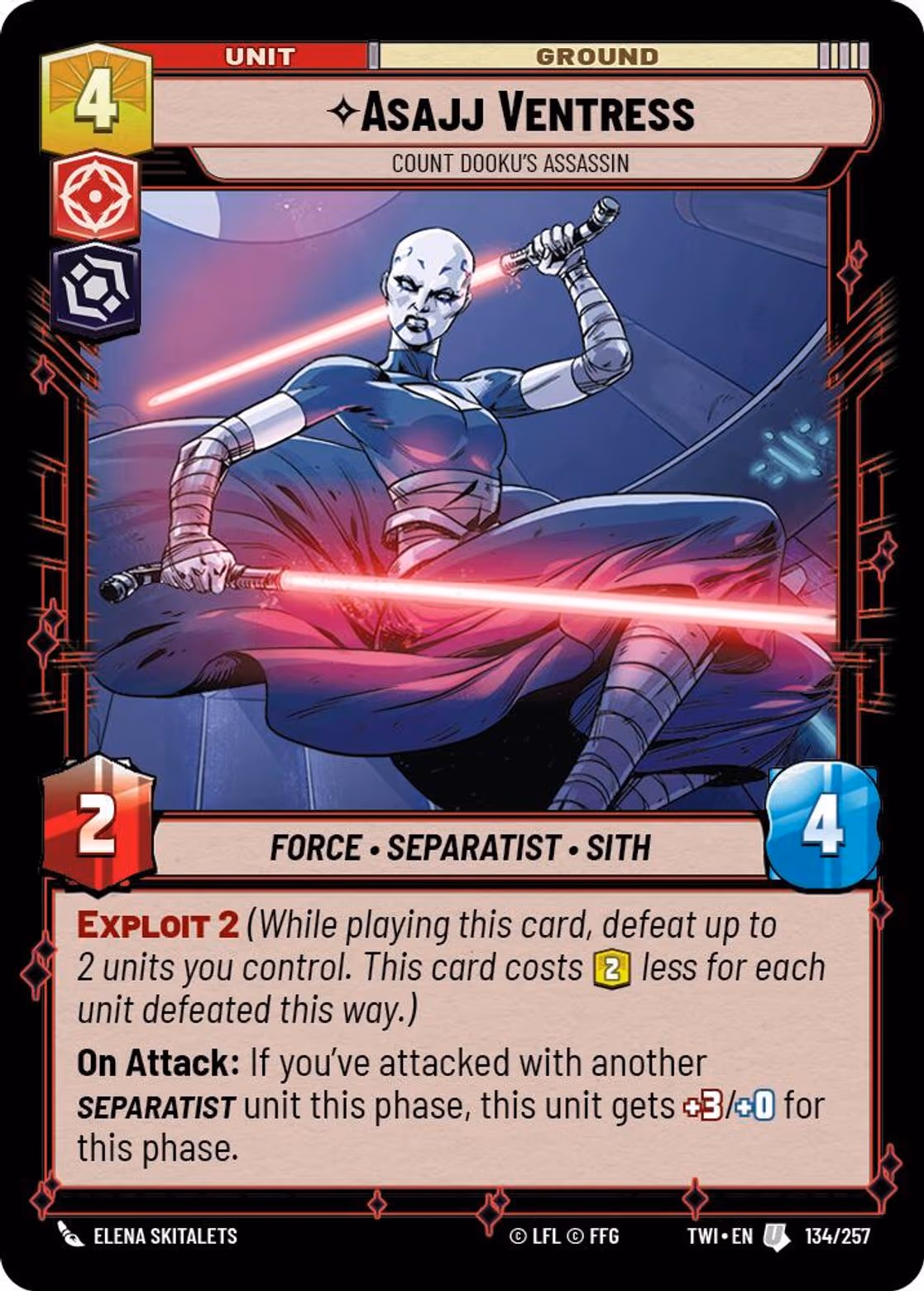 Asajj Ventress - Count Dooku's Assassin TWI-134 Star Wars Unlimited card