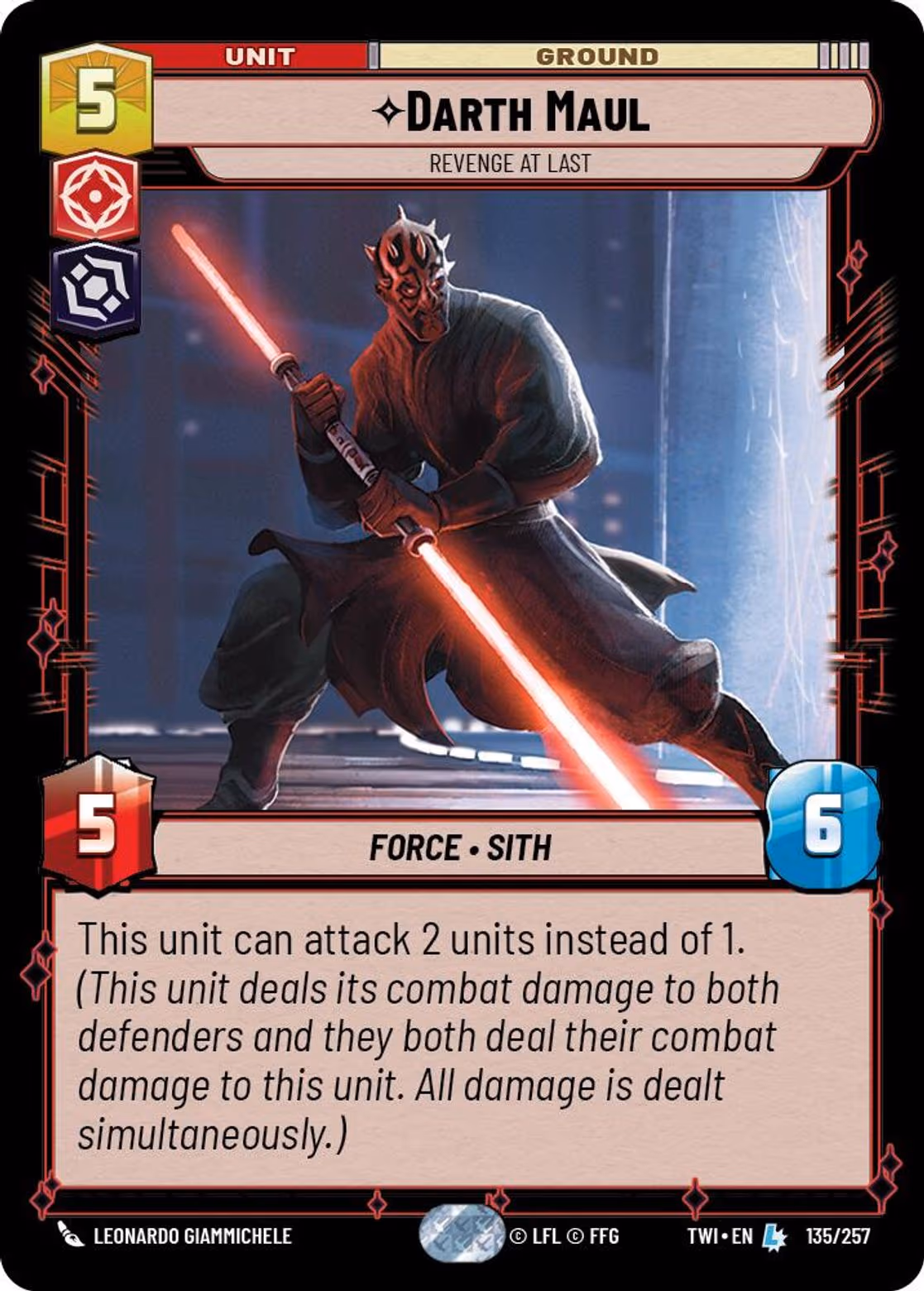 Darth Maul - Revenge At Last TWI-135 Star Wars Unlimited card