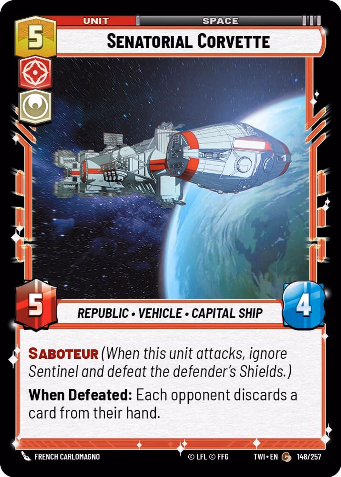 Senatorial Corvette TWI-148 Star Wars Unlimited card