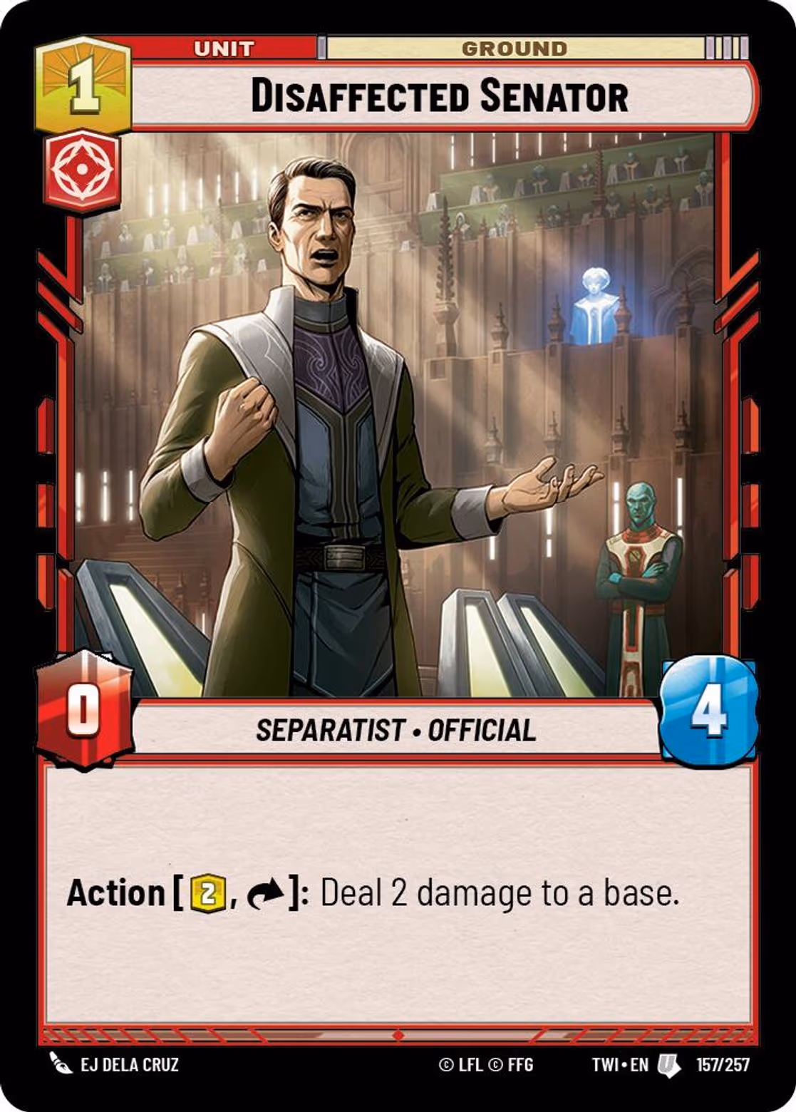 Disaffected Senator TWI-157 Star Wars Unlimited card