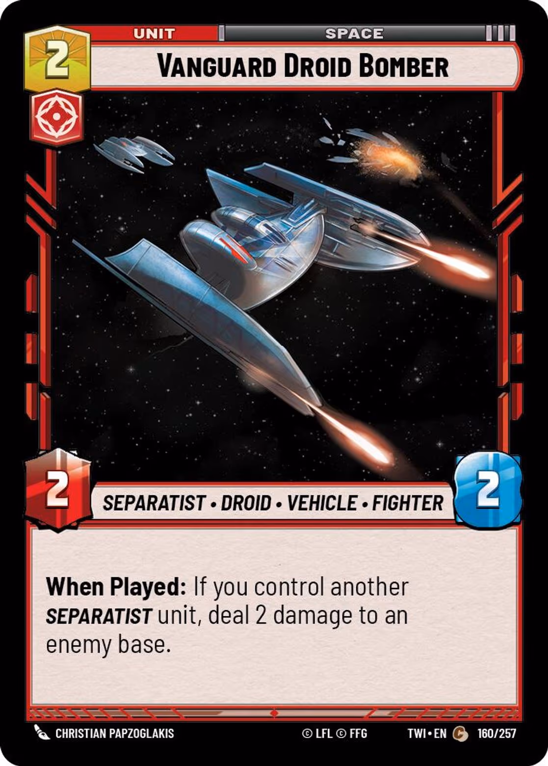 Vanguard Droid Bomber TWI-160 Star Wars Unlimited card