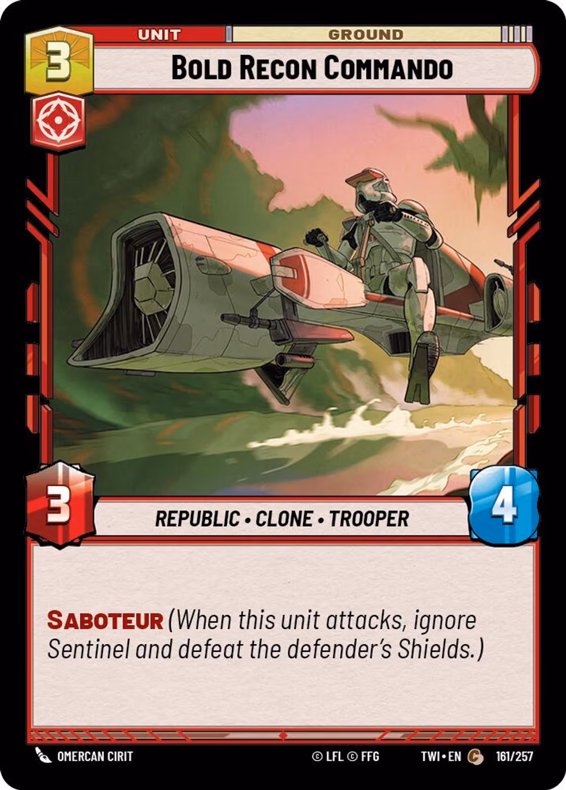 Bold Recon Commando TWI-161 Star Wars Unlimited card