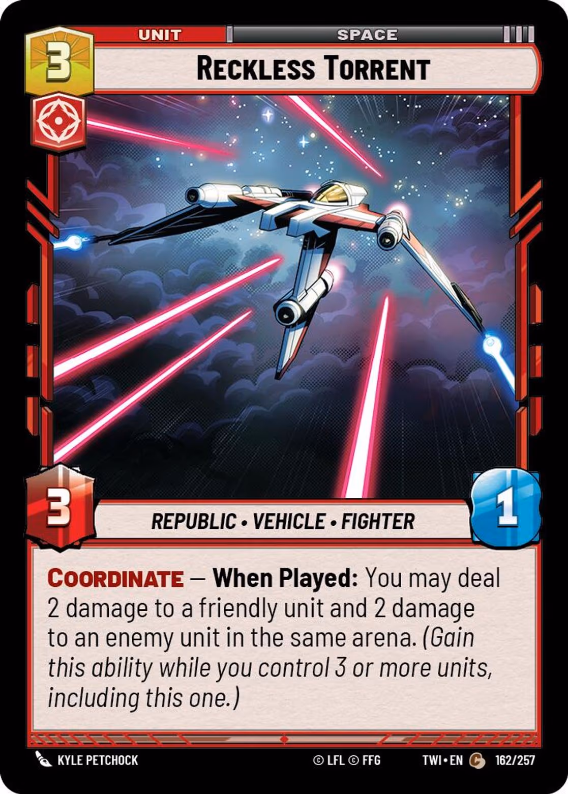 Reckless Torrent TWI-162 Star Wars Unlimited card