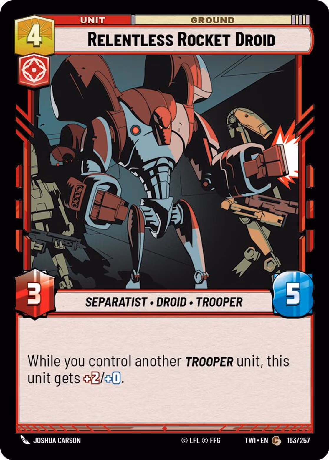 Relentless Rocket Droid TWI-163 Star Wars Unlimited card