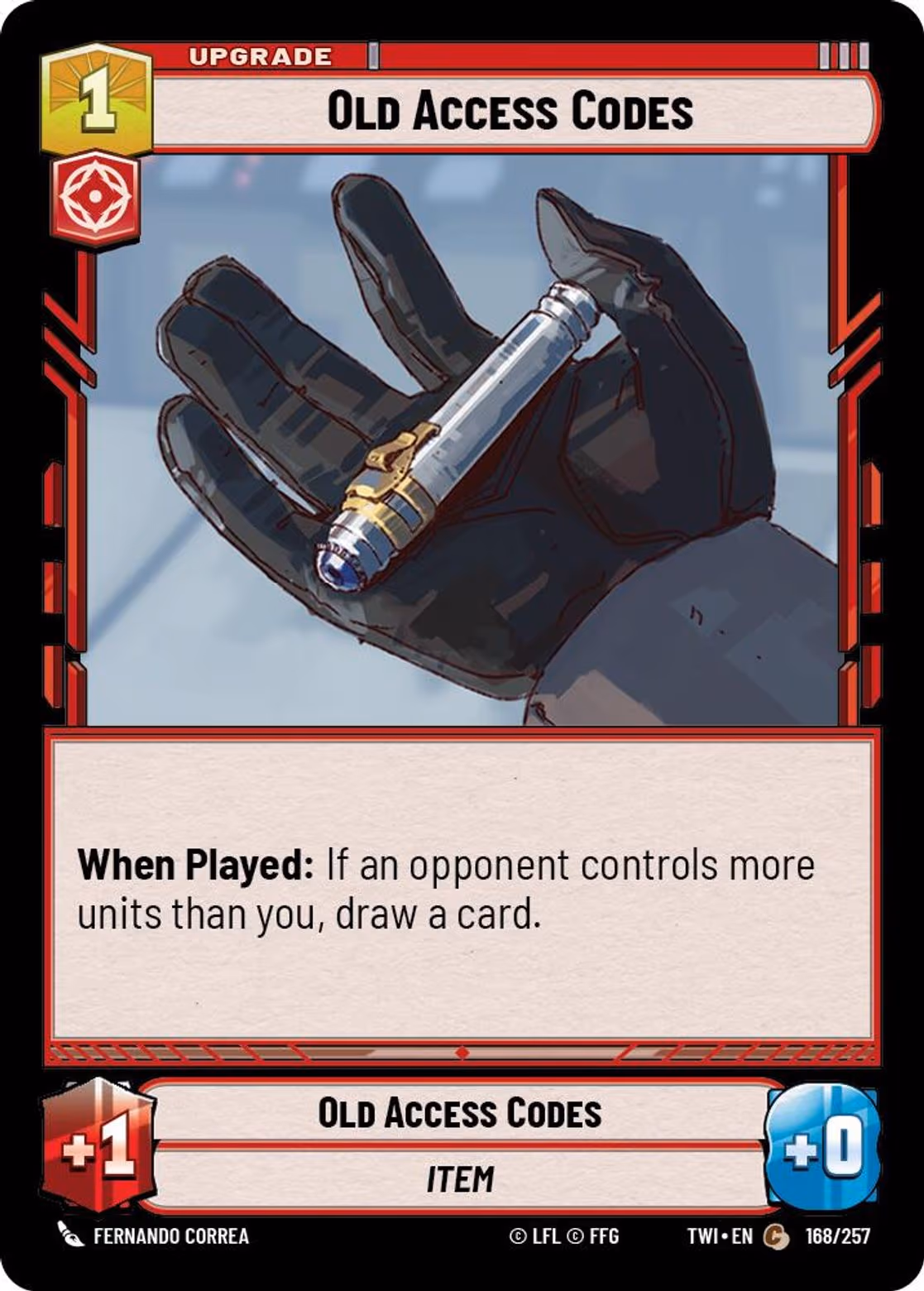 Old Access Codes TWI-168 Star Wars Unlimited card