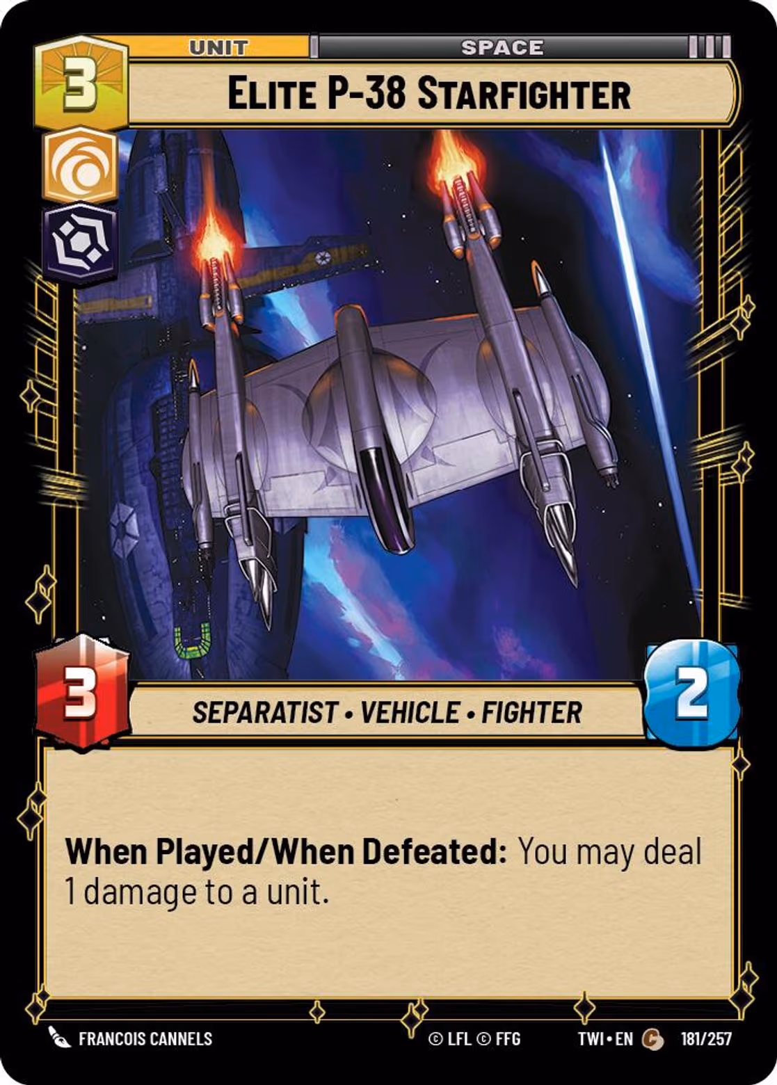 Elite P-38 Starfighter TWI-181 Star Wars Unlimited card