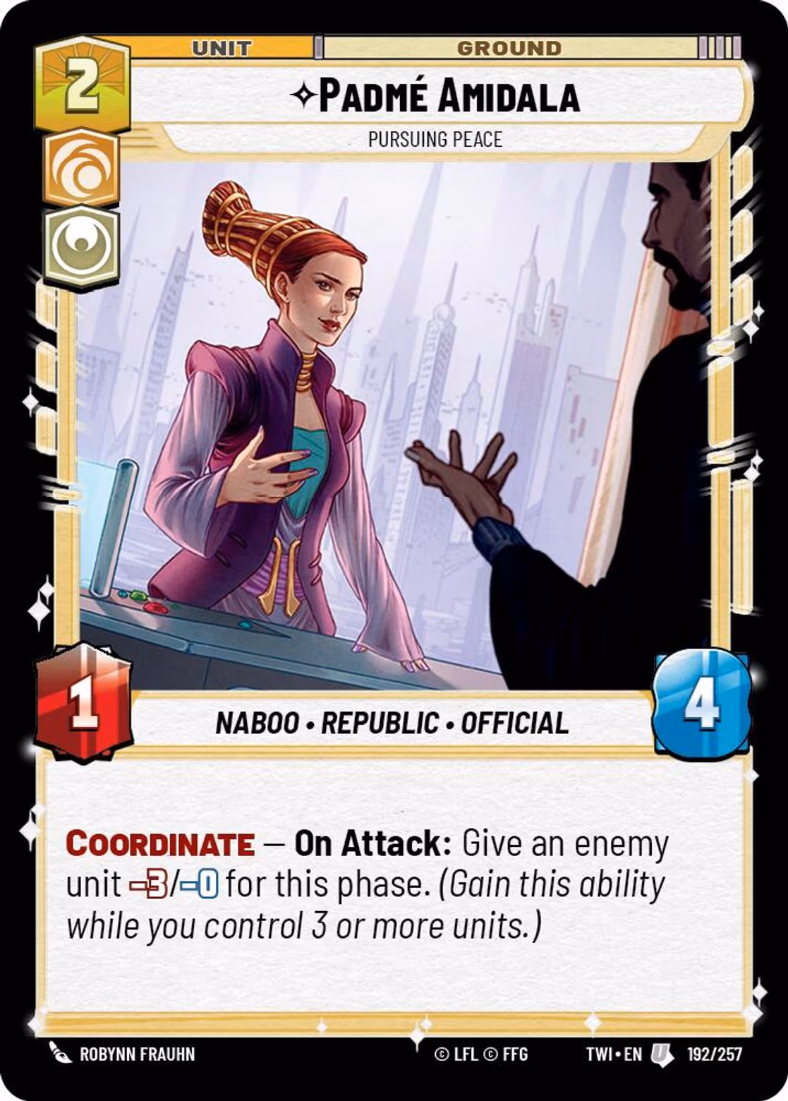 Padmé Amidala - Pursuing Peace TWI-192 Star Wars Unlimited card