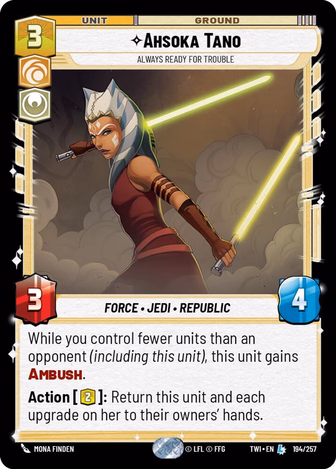 Ahsoka Tano - Always Ready For Trouble TWI-194 Star Wars Unlimited card