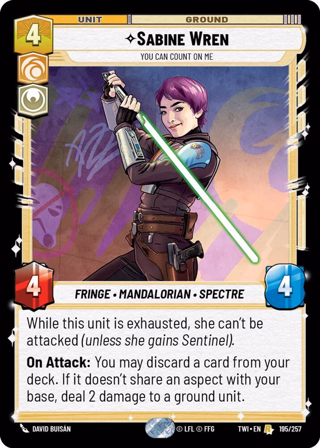 Sabine Wren - You Can Count On Me TWI-195 Star Wars Unlimited card