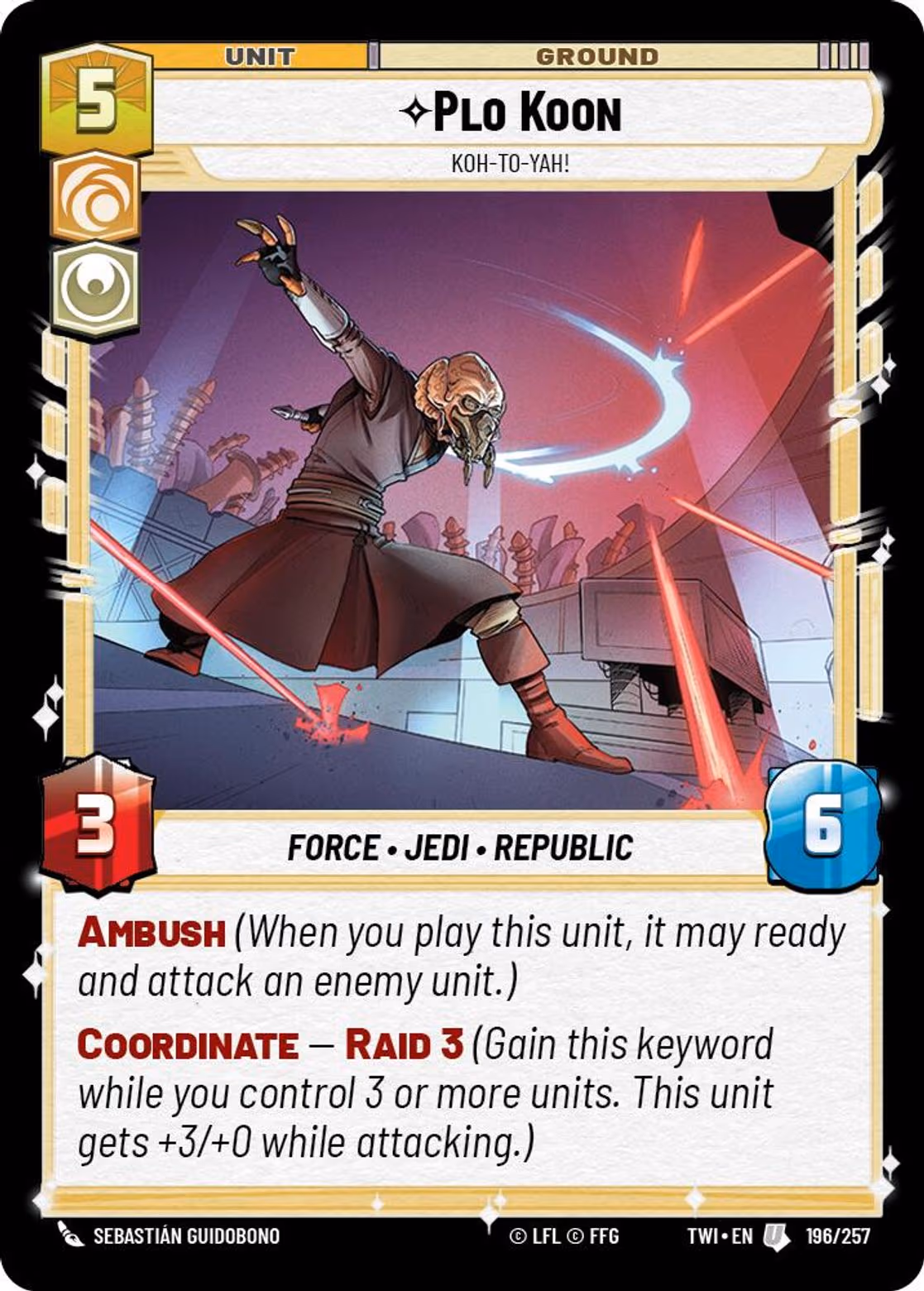 Plo Koon - Koh-to-yah! TWI-196 Star Wars Unlimited card