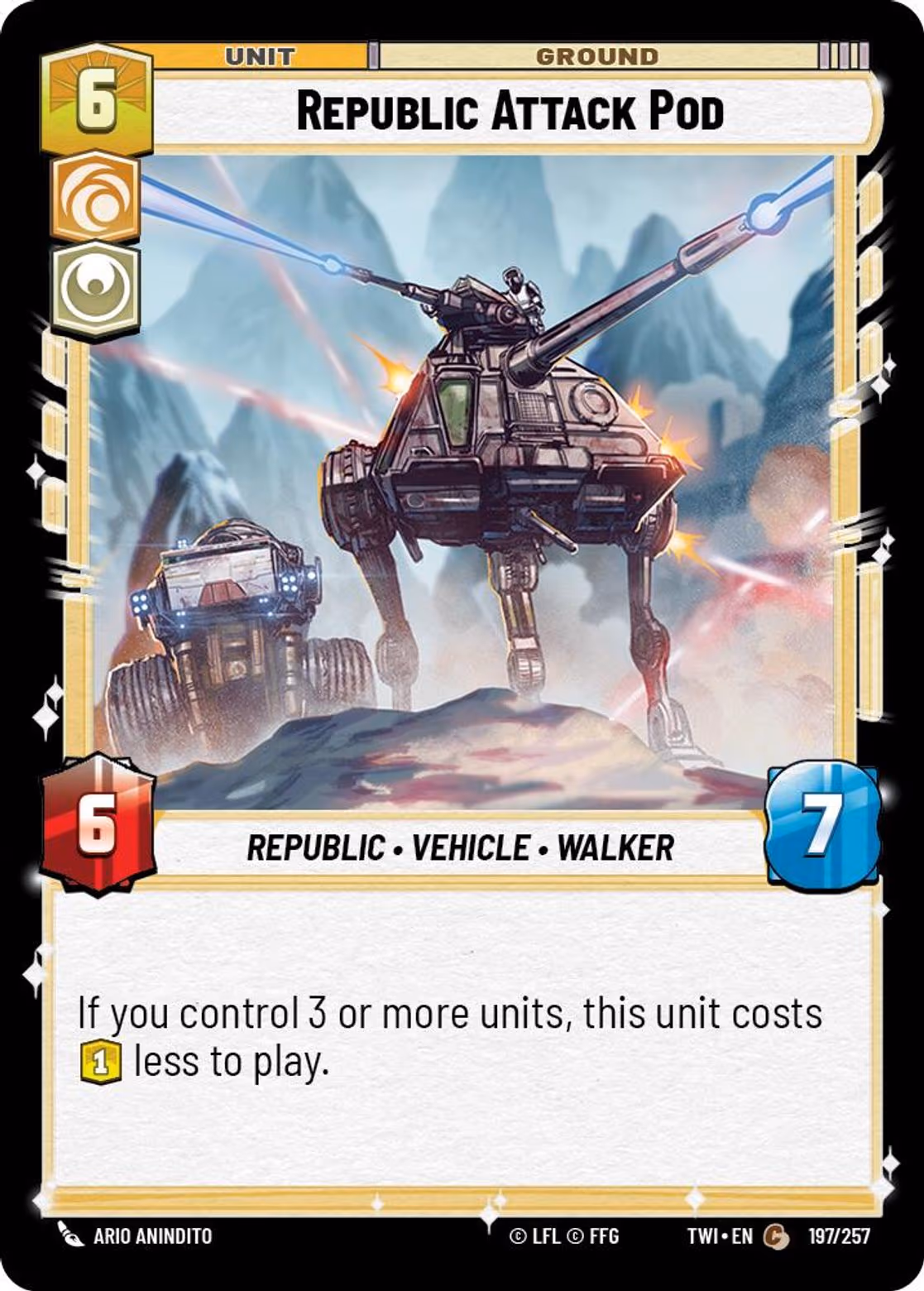 Republic Attack Pod TWI-197 Star Wars Unlimited card