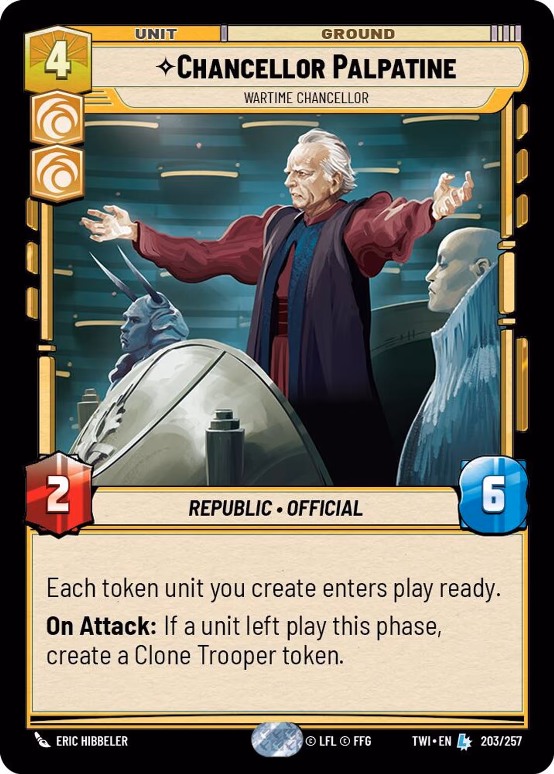 Chancellor Palpatine - Wartime Chancellor TWI-203 Star Wars Unlimited card