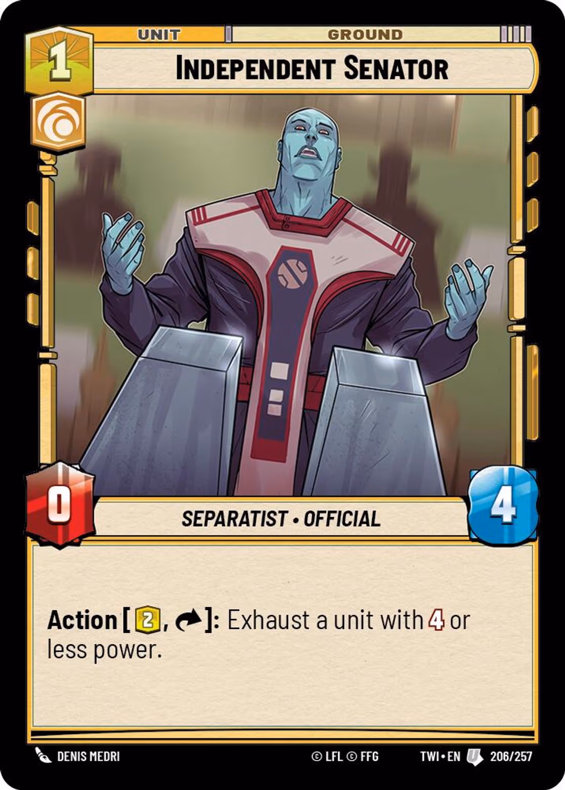 Independent Senator TWI-206 Star Wars Unlimited card