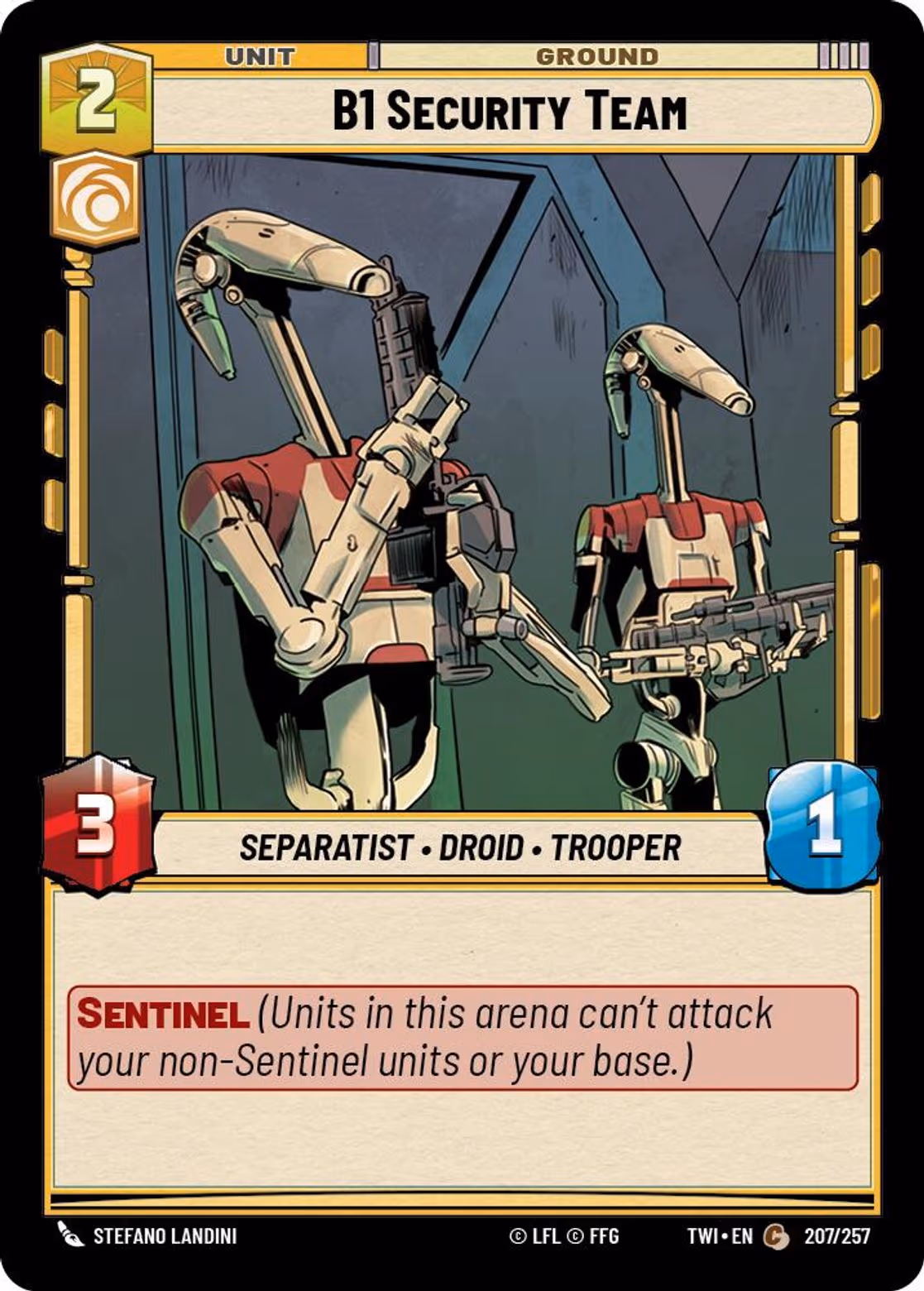 B1 Security Team TWI-207 Star Wars Unlimited card
