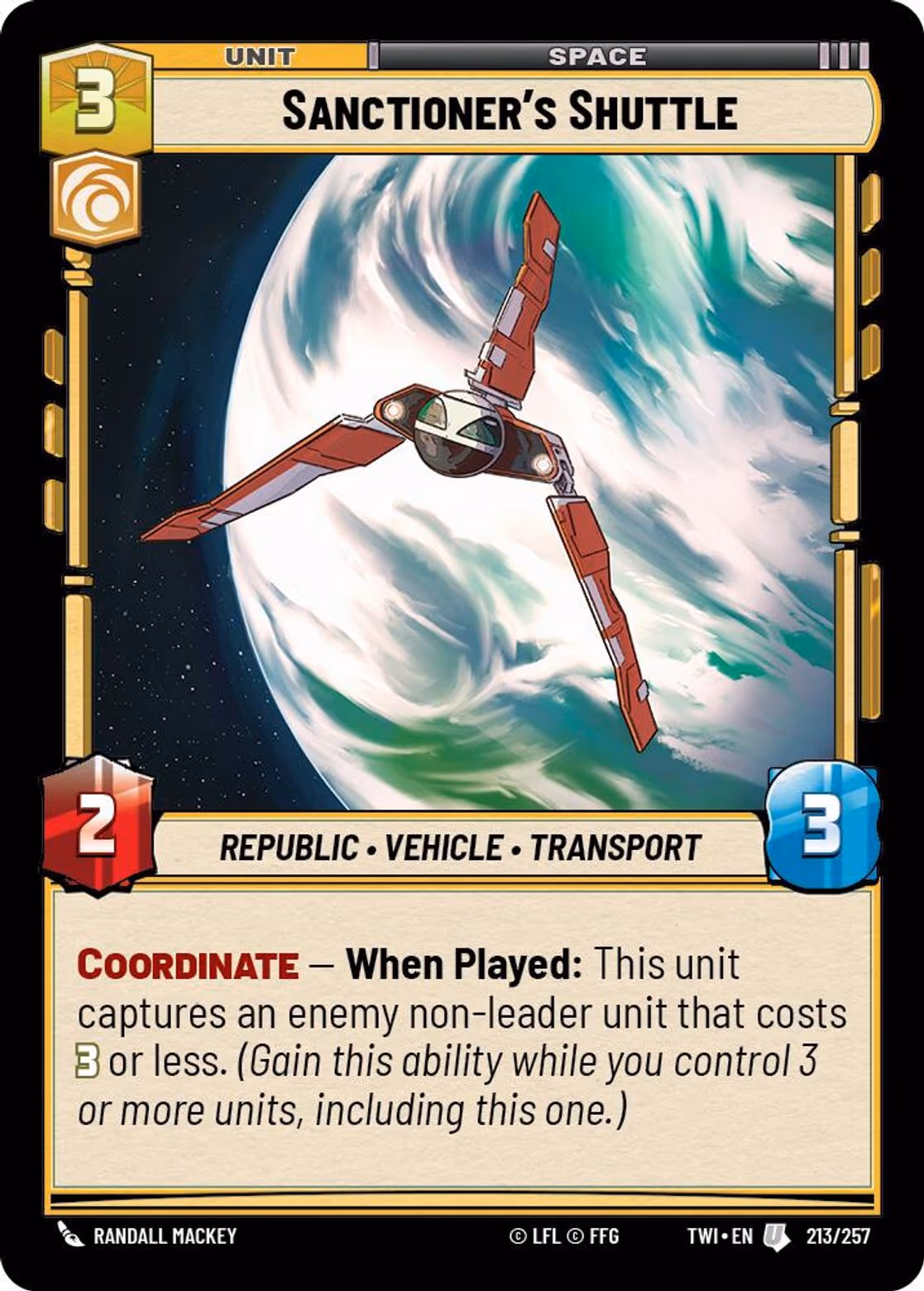 Sanctioner's Shuttle TWI-213 Star Wars Unlimited card