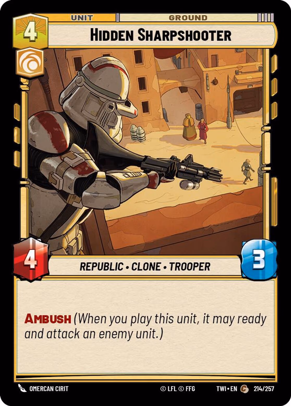 Hidden Sharpshooter TWI-214 Star Wars Unlimited card