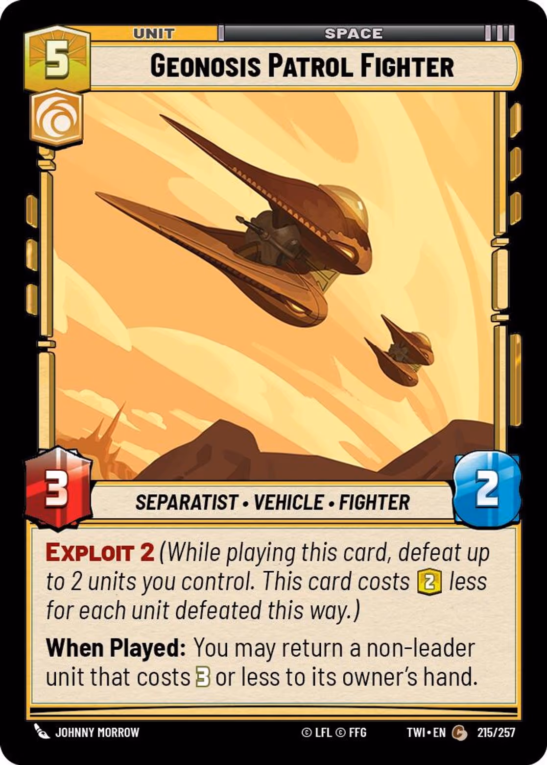 Geonosis Patrol Fighter TWI-215 Star Wars Unlimited card