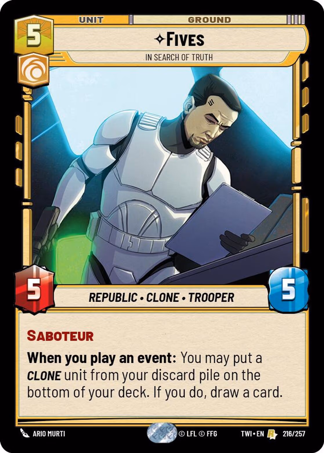 Fives - In Search of Truth TWI-216 Star Wars Unlimited card