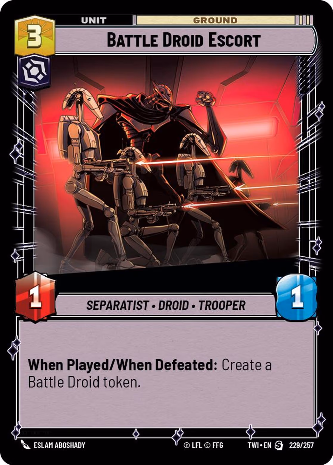 Battle Droid Escort TWI-229 Star Wars Unlimited card