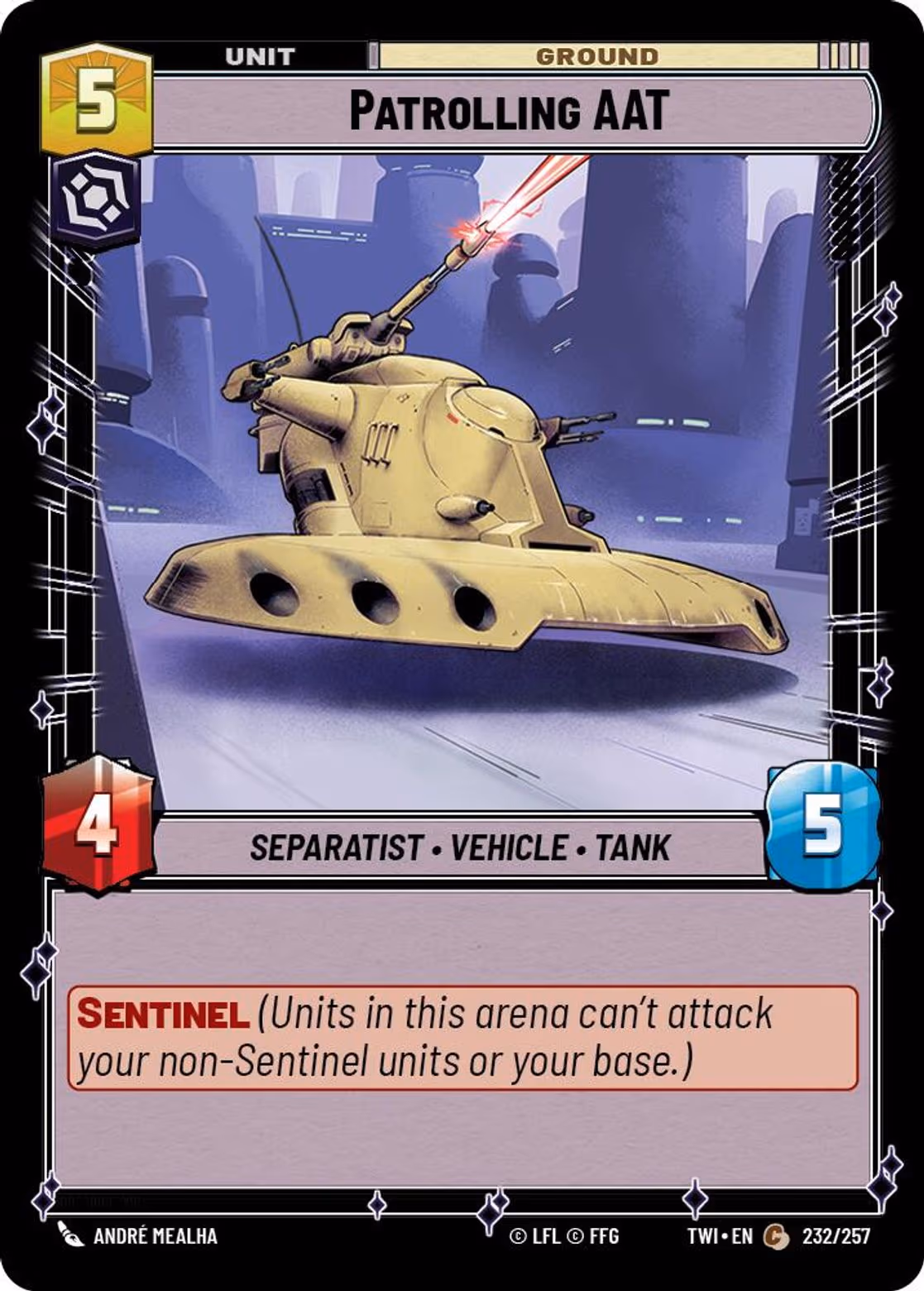 Patrolling AAT TWI-232 Star Wars Unlimited card