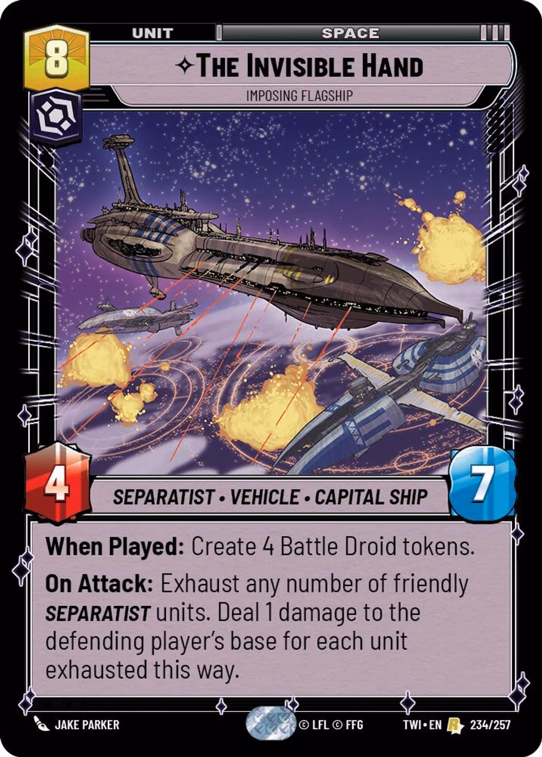 The Invisible Hand - Imposing Flagship TWI-234 Star Wars Unlimited card