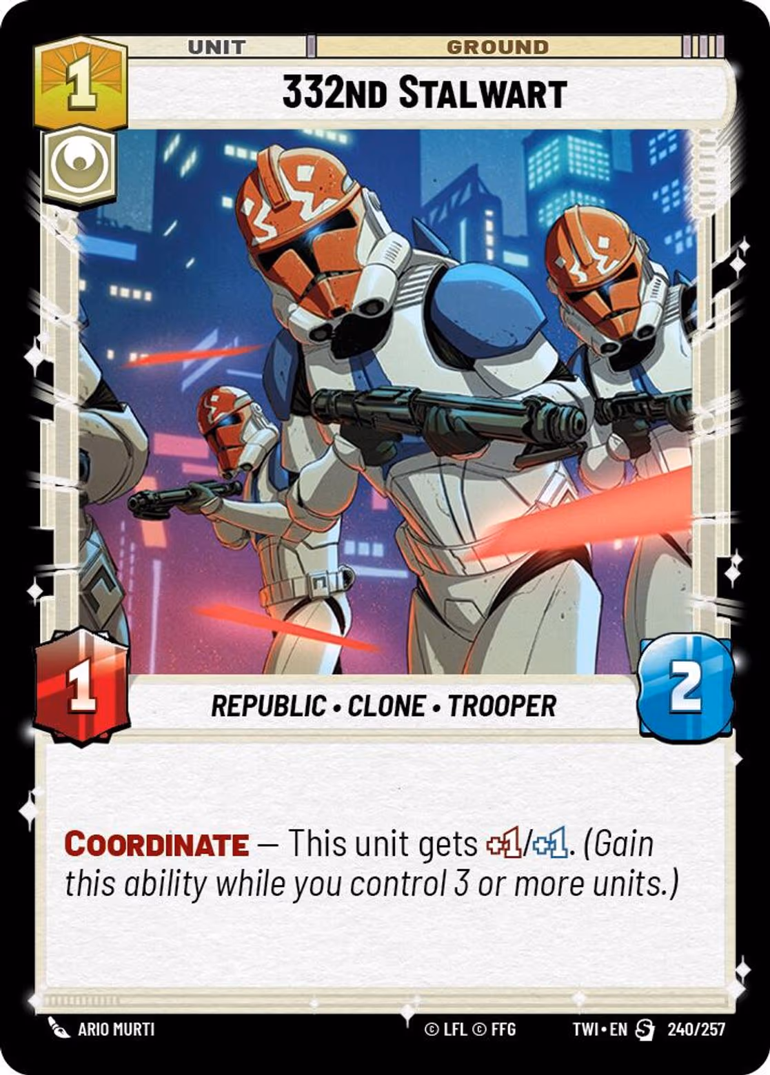 332nd Stalwart TWI-240 Star Wars Unlimited card