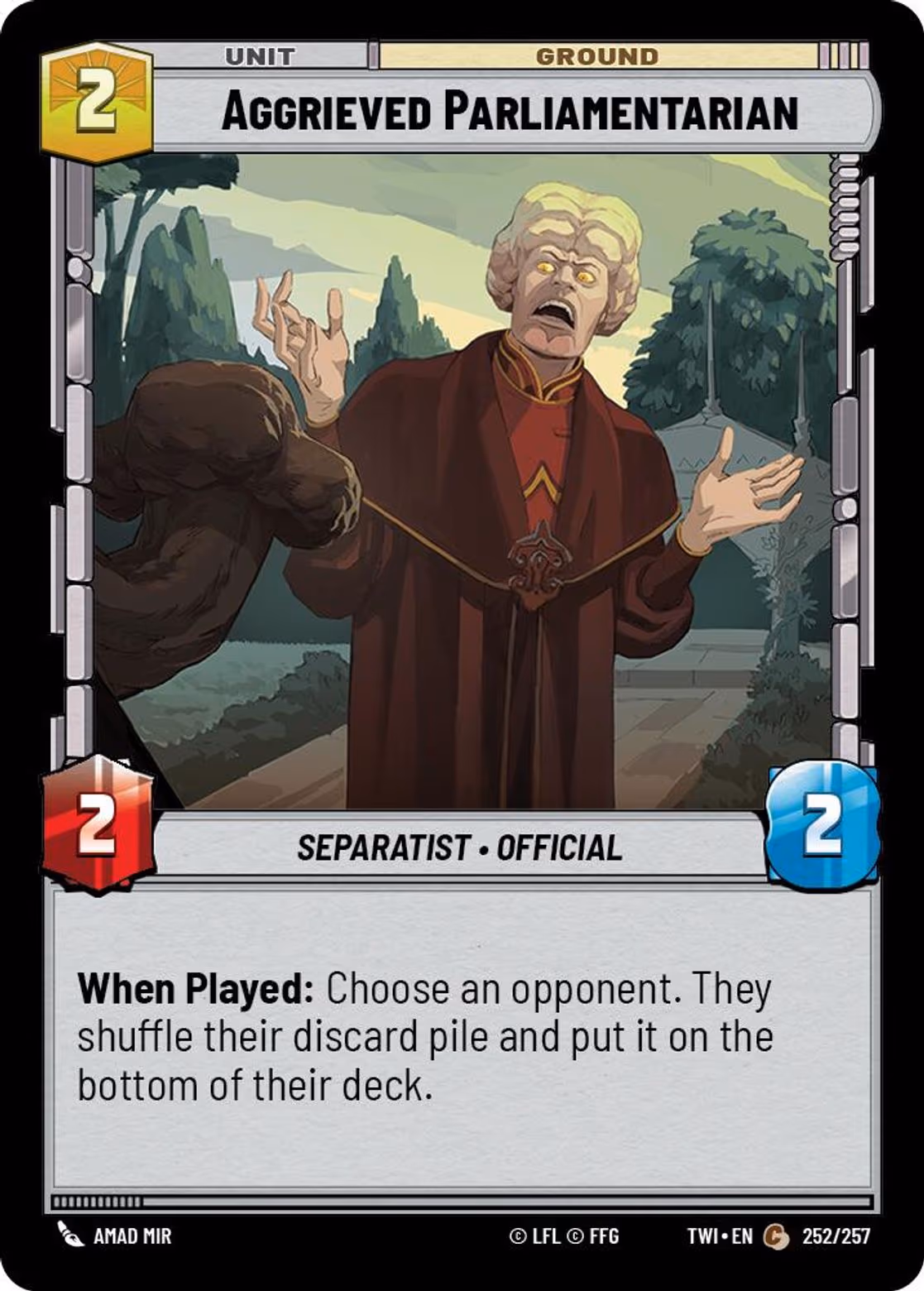 Aggrieved Parliamentarian TWI-252 Star Wars Unlimited card