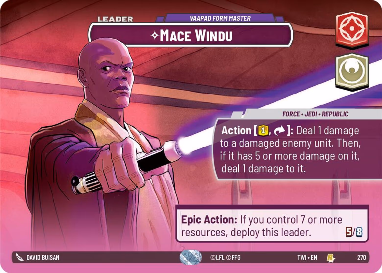 Mace Windu - Vaapad Form Master TWI-270 Showcase Star Wars Unlimited card