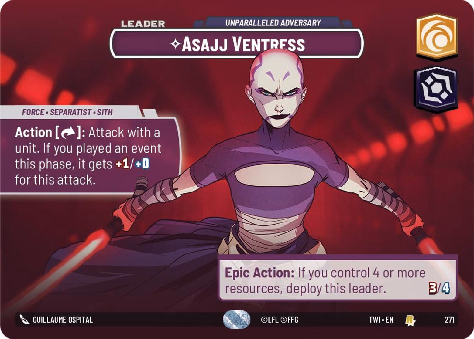 Asajj Ventress - Unparalleled Adversary TWI-271 Showcase Star Wars Unlimited card