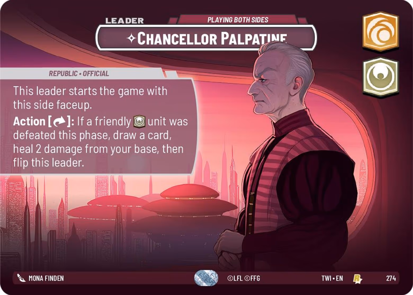 Chancellor Palpatine // Darth Sidious - Playing Both Sides TWI-274 Showcase Star Wars Unlimited card