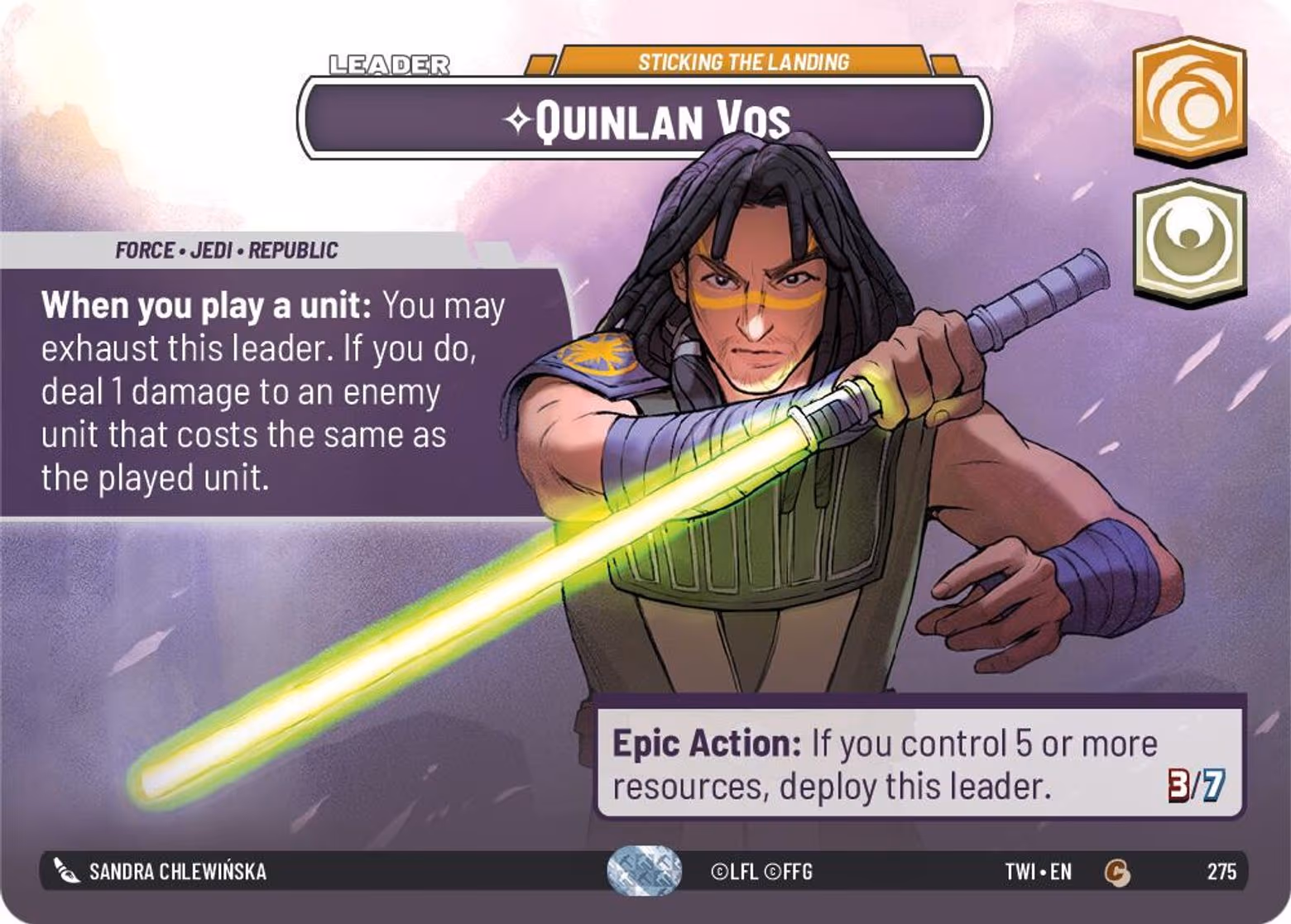 Quinlan Vos - Sticking the Landing TWI-275 Showcase Star Wars Unlimited card