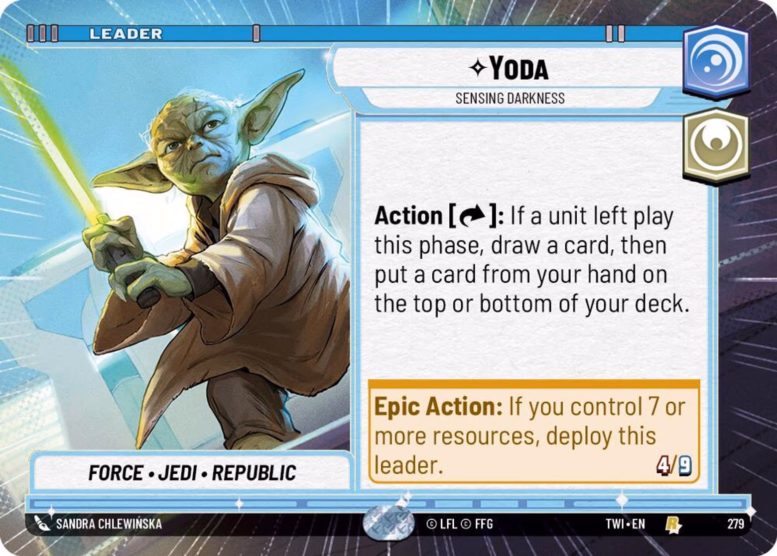 Yoda - Sensing Darkness TWI-279 Hyperspace Star Wars Unlimited card