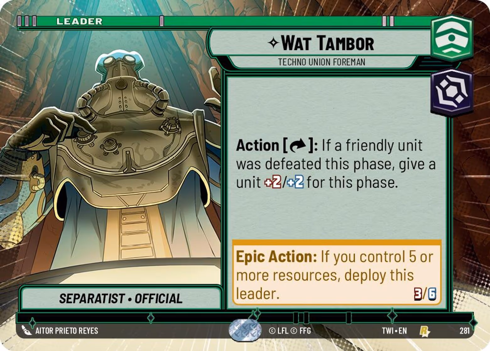 Wat Tambor - Techno Union Foreman TWI-281 Hyperspace Star Wars Unlimited card