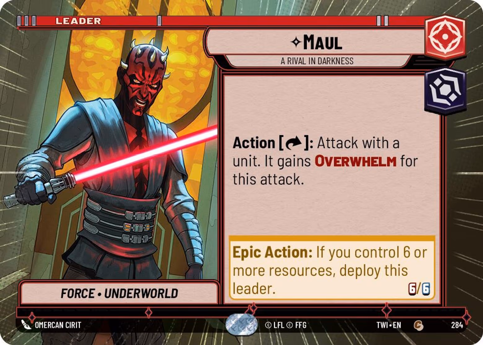 Maul - A Rival in Darkness TWI-284 Hyperspace Star Wars Unlimited card