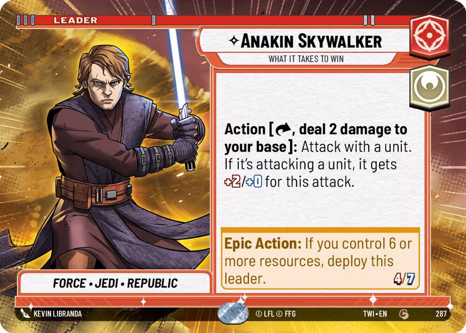 Anakin Skywalker - What it Takes to Win TWI-287 Hyperspace Star Wars Unlimited card