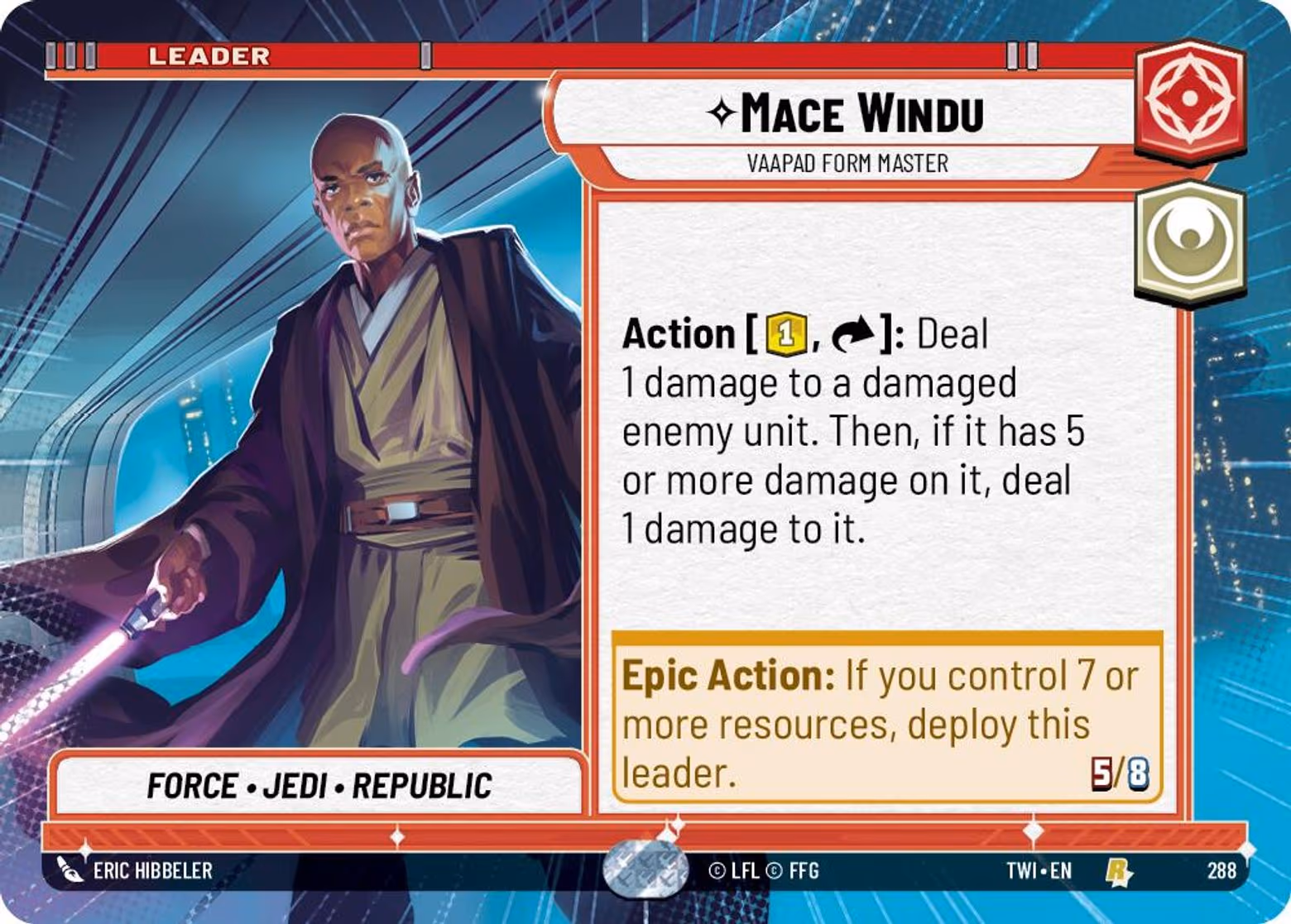 Mace Windu - Vaapad Form Master TWI-288 Hyperspace Star Wars Unlimited card