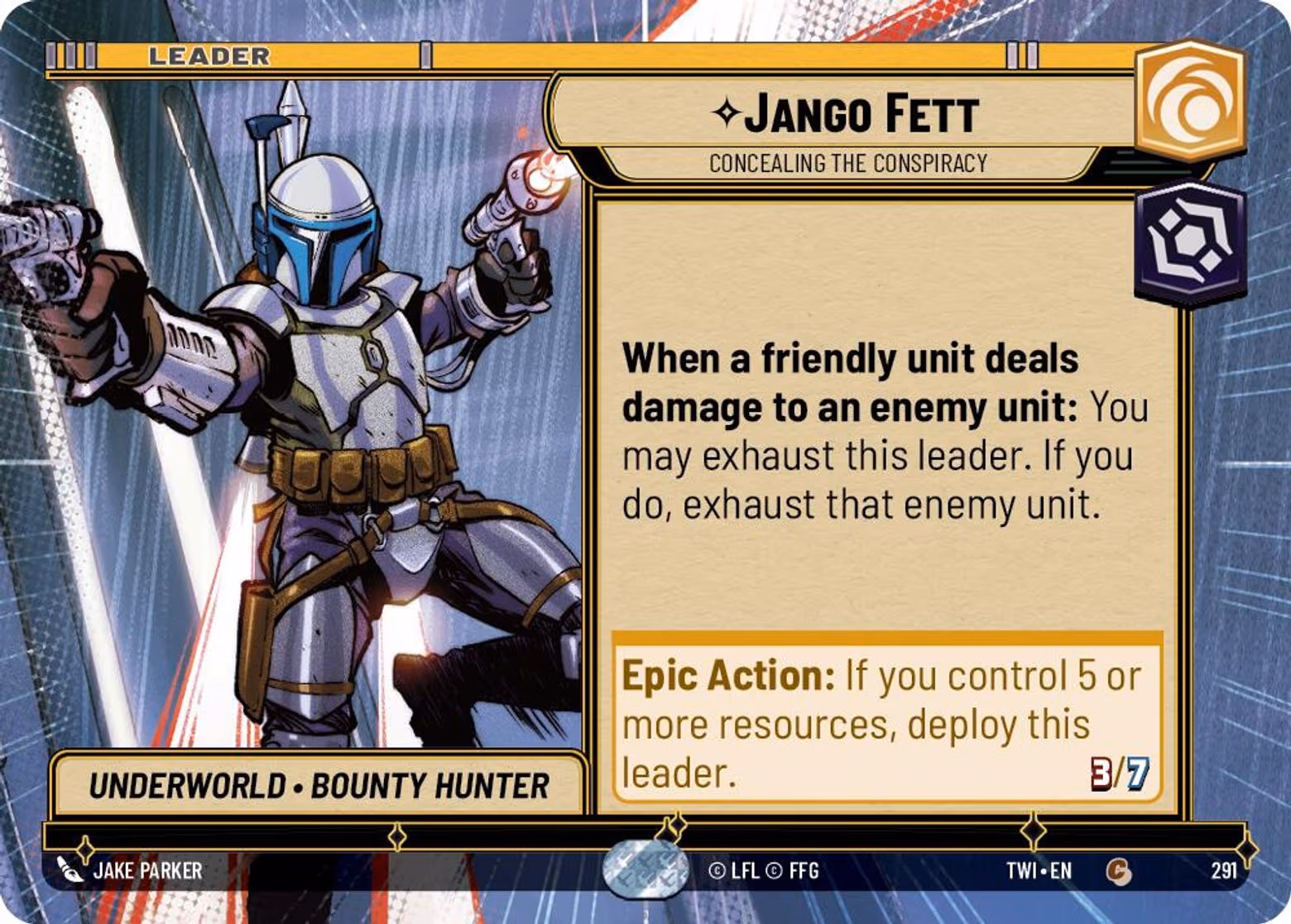 Jango Fett - Concealing the Conspiracy TWI-291 Hyperspace Star Wars Unlimited card
