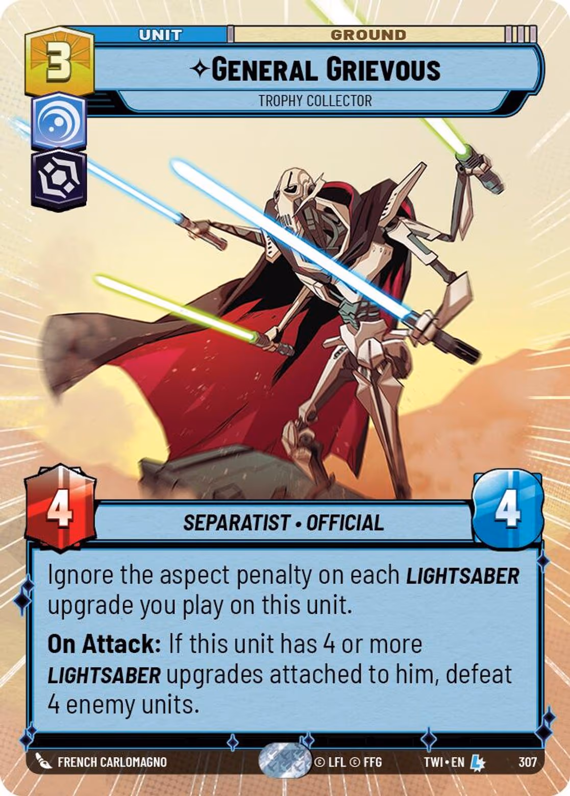 General Grievous - Trophy Collector TWI-307 Hyperspace Star Wars Unlimited card