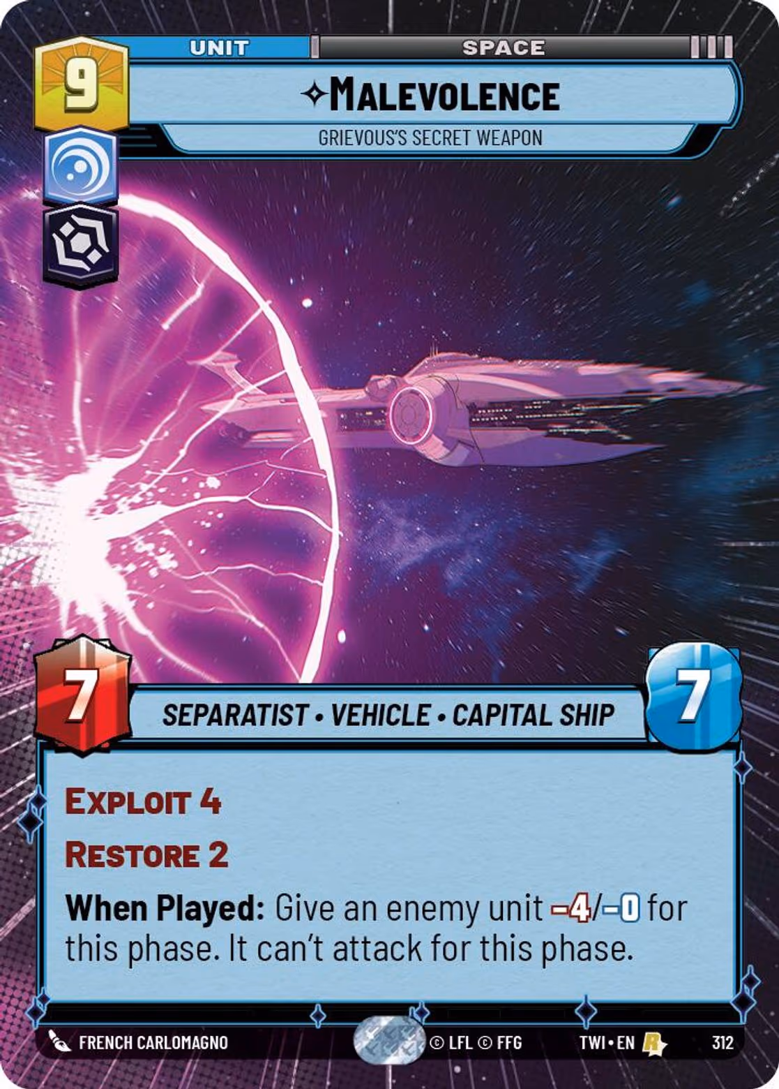 Malevolence - Grievous's Secret Weapon TWI-312 Hyperspace Star Wars Unlimited card