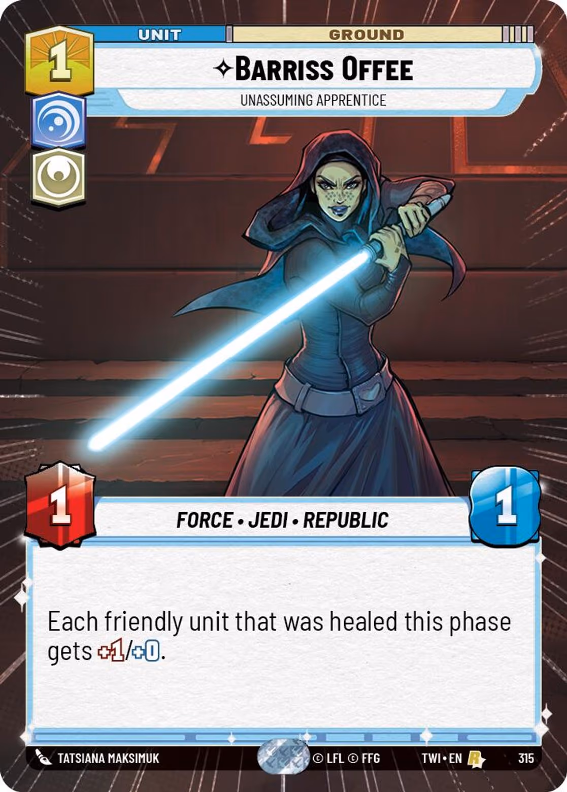 Barriss Offee - Unassuming Apprentice TWI-315 Hyperspace Star Wars Unlimited card