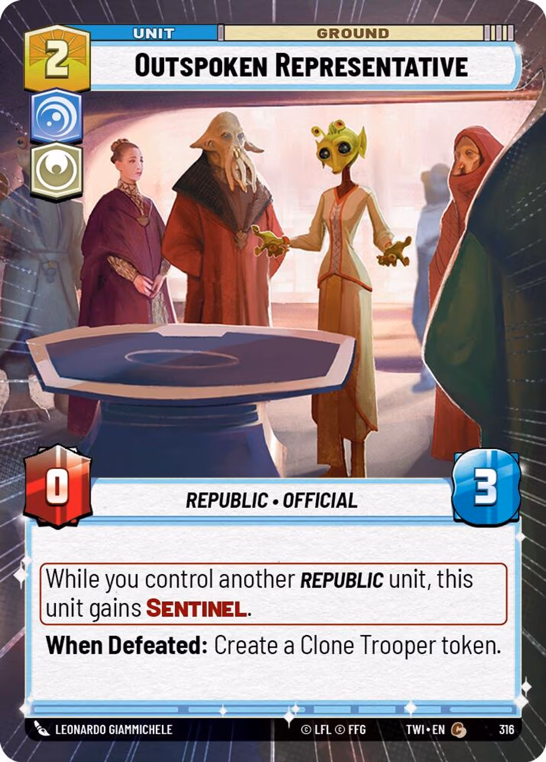 Outspoken Representative TWI-316 Hyperspace Star Wars Unlimited card