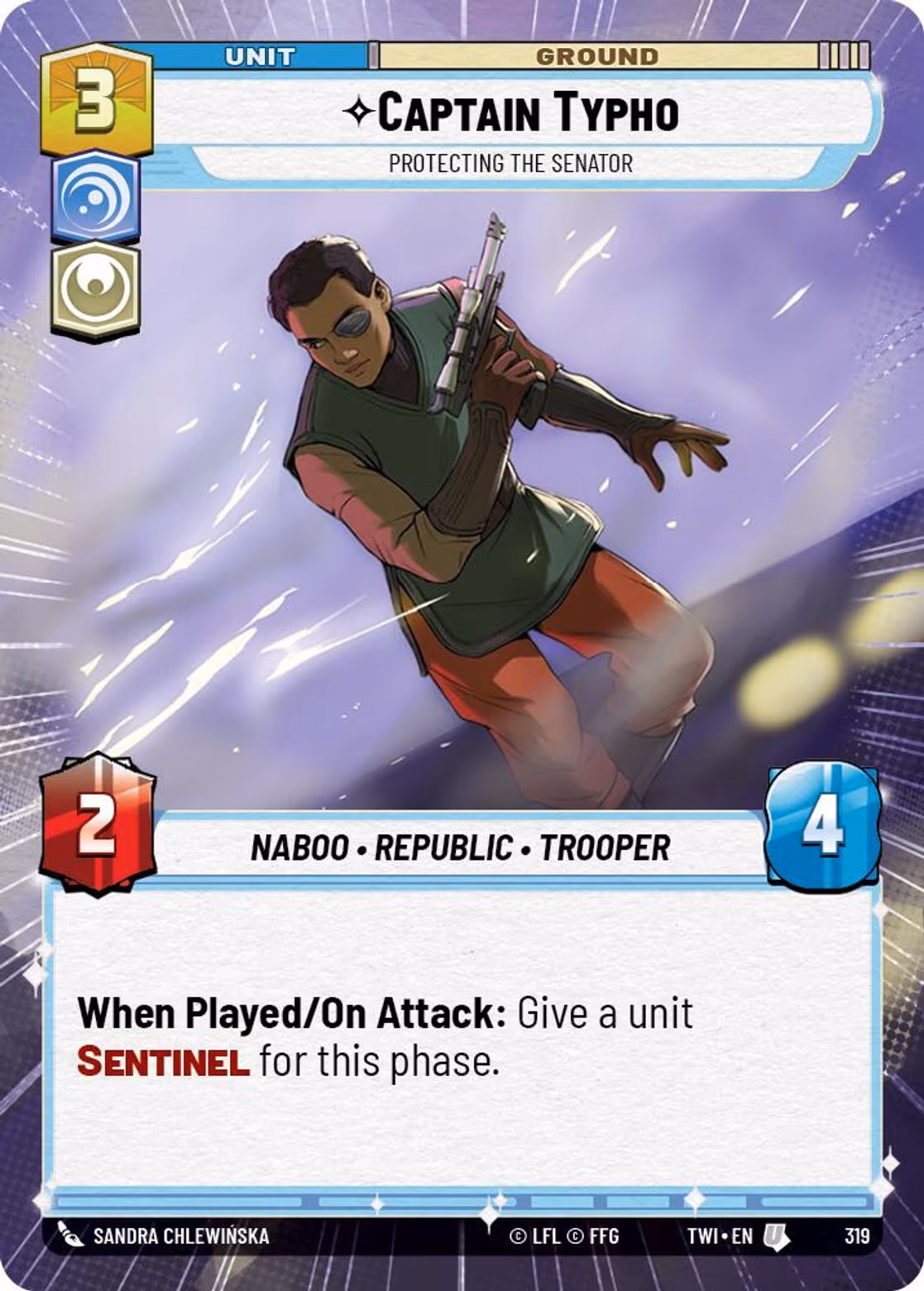 Captain Typho - Protecting the Senator TWI-319 Hyperspace Star Wars Unlimited card